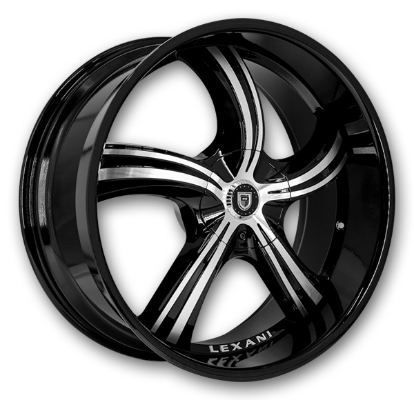 Lexani Wheels Cinco 24x10 Machine Face/Black Accents with Black Lip and Machine Groove 5x130 +25mm 74.1mm