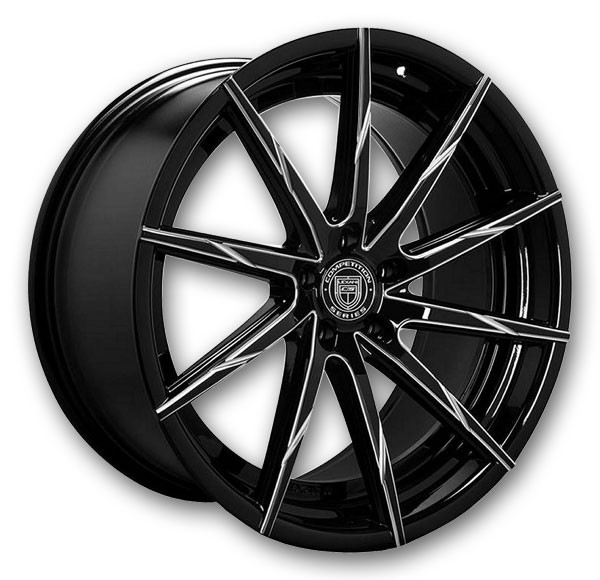 Lexani Wheels CSS-15 20x8.5 Gloss Black/CNC Grooves 5x100 +15mm 74.1mm