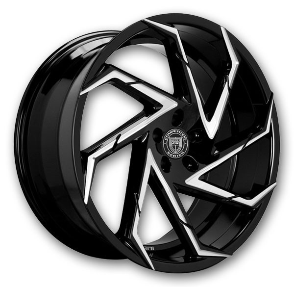 Lexani Wheels Cyclone 20x10 Gloss Black/CNC Grooves 5x120 +40mm 74.1mm