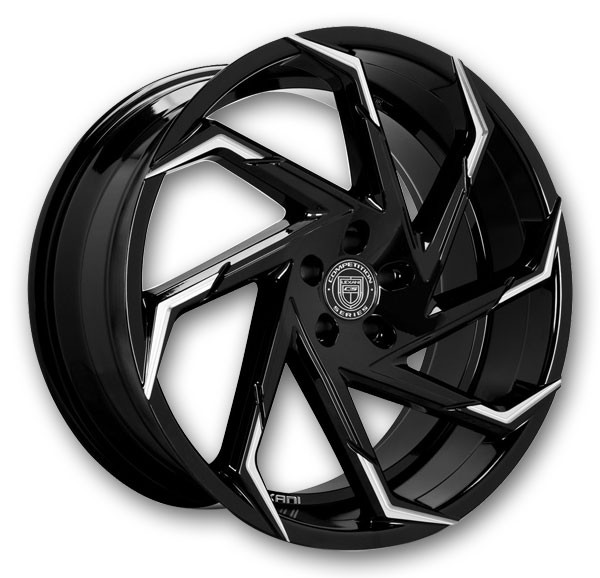 Lexani Wheels Cyclone 20x10 Black and Machine Tip 5x112 +25mm 74.1mm