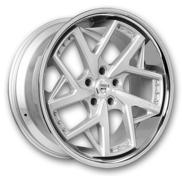 Lexani Wheels Devoe 22x9 Silver Brushed Center SS lip  +15mm 74.1mm