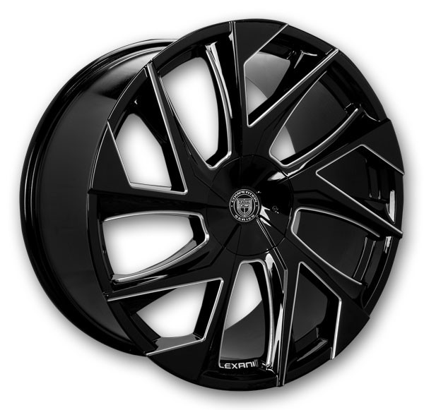 Lexani Wheels Ghost 22x10 Gloss Black with CNC Grooves  +15mm 74.1mm