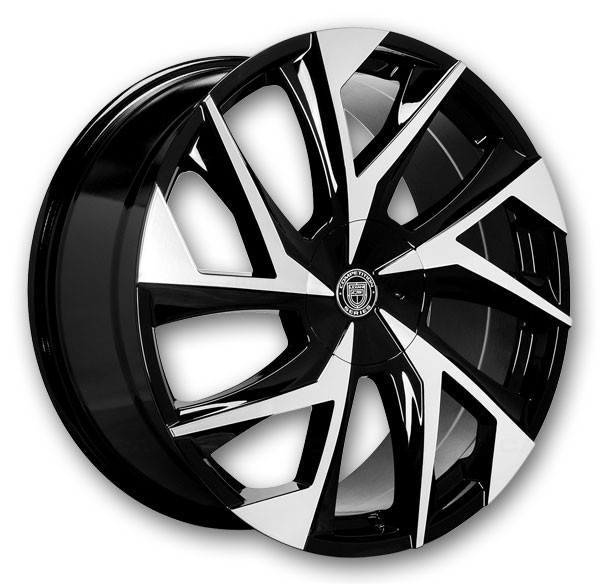 Lexani Wheels Ghost 22x9 Machine Face/Black Accents with Black Lip and Machine Groove 5x112 +20mm 74.1mm
