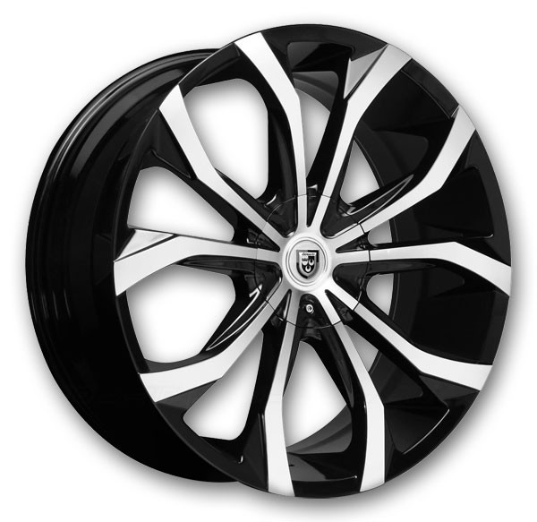 Lexani Wheels Lust 22x9 Black Machined Face 5x112/5x114.3 35mm 74.1mm