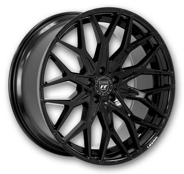 Lexani Wheels Morocco 22x9 Full Gloss Black 5x114.3 +25mm 74.1mm