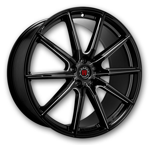 Lexani Wheels MS-010 20x8.5 Gloss Black/CNC Grooves 5x114.3 +38mm 74.1mm