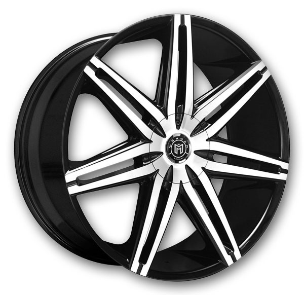 Lexani Wheels MS-648 24x9 Machine Face and Black Accents with Black Lip and Machine Groove 5x120/5x130 +32mm 78mm
