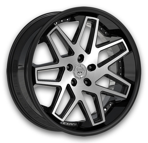 Lexani Wheels Nova 20x9 Black with Brushed Faced and Chrome Rivets  +15mm 74.1mm