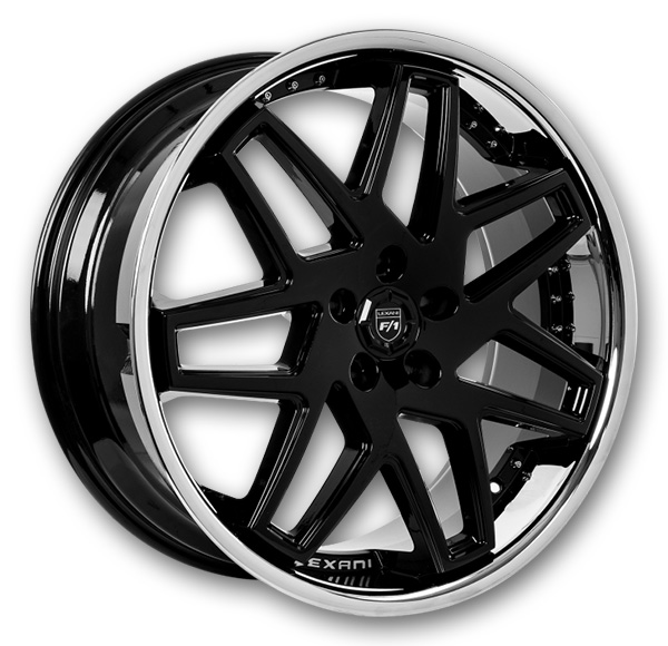 Lexani Wheels Nova 20x10.5 Gloss Black with SS lip  +05mm 74.1mm