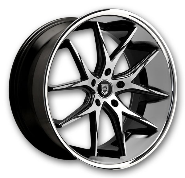 Lexani Wheels R-Twenty 22x9 Satin Black w/ Gloss Black SS Lip  32mm 74.1mm