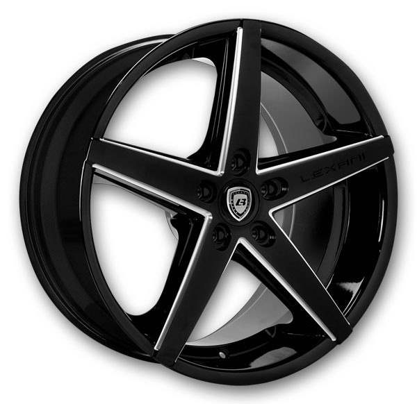 Lexani Wheels R-Four 22x9 Gloss Black/CNC Grooves 5x127 +25mm 74.1mm
