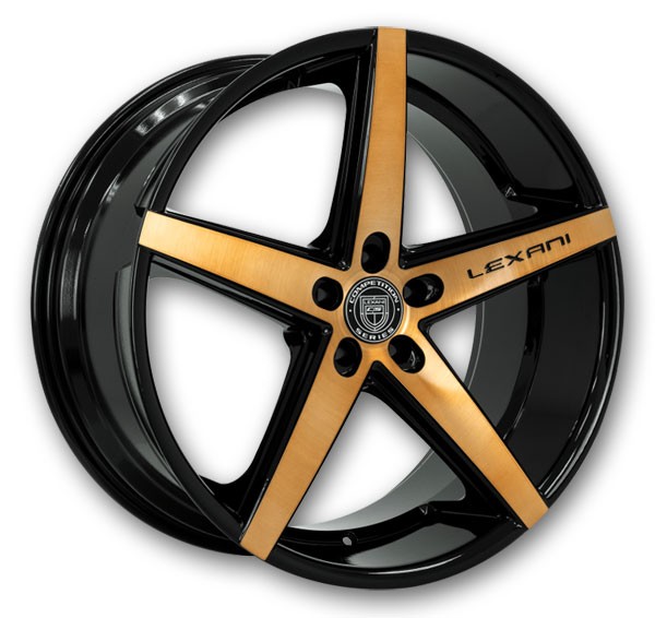 Lexani Wheels R-Four 20x10 Black with Brushed Bronze 5x115 +15mm 74.1mm