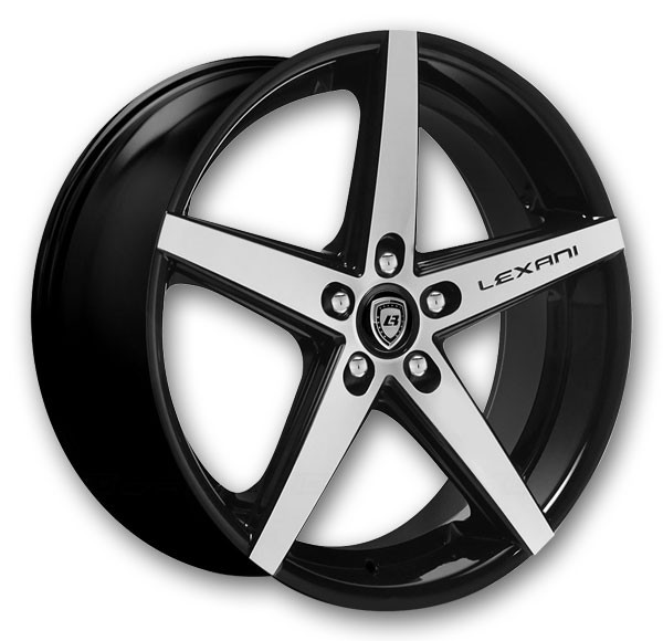 Lexani Wheels R-Four 22x9 Machine Face and Black Accents with Black Lip and Machine Groove 5x114.3 +42mm 74.1mm