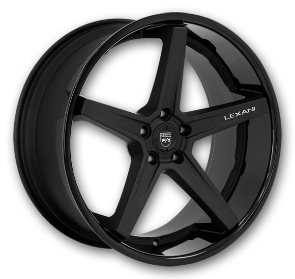 Lexani Wheels Savage 19x8.5 Satin Black with Gloss Lip 5x108 +45mm 74.1mm