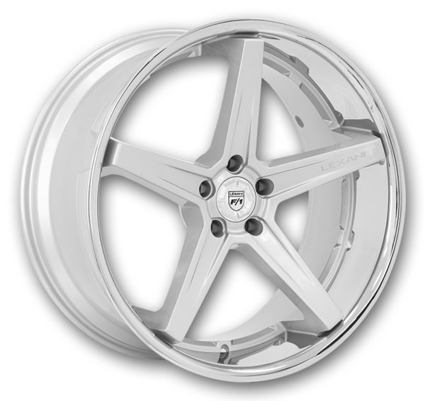 Lexani Wheels Savage 19x9.5 Silver with SS Lip 5x114.3 +25mm 74.1mm