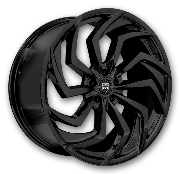 Lexani Wheels Shadow 22x9 Full Gloss Black 5x120 +25mm 74.1mm