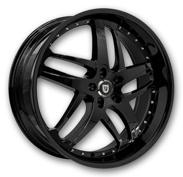 Lexani Wheels Solar 22x9 Full Gloss Black 5x120 +0mm 74.1mm