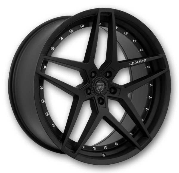 Lexani Wheels Spike 22x9 All Satin Black 5x112 +25mm 74.1mm