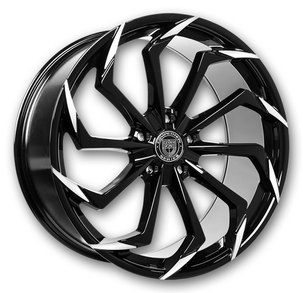 Lexani Wheels Static 22x9 Black and Machine Tip  +15mm 74.1mm