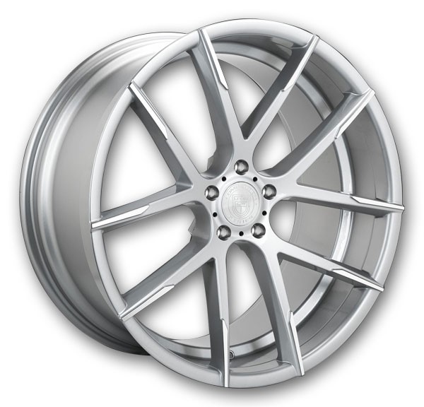Lexani Wheels Stuttgart 20x10.5 Silver and Machine Tip 5x112 +45mm 74.1mm