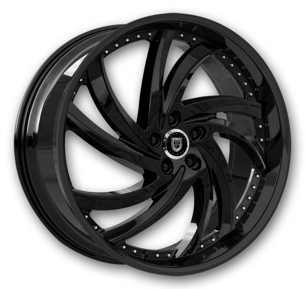 Lexani Wheels Turbine 22x10 Full Gloss Black 5x115 +25mm 74.1mm