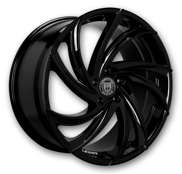 Lexani Wheels Twister 22x9 Full Gloss Black  +15mm 74.1mm
