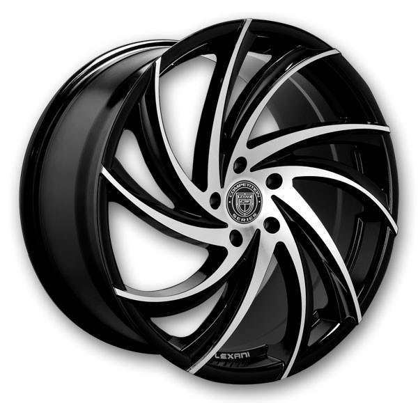 Lexani Wheels Twister 24x10 Machine Face and Black Accents with Black Lip and Machine Groove 5x112/5x114.3 +40mm 74.1mm