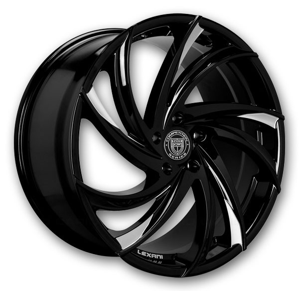 Lexani Wheels Twister 18x8 Black and Machine Tip 5x114.3 +15mm 74.1mm