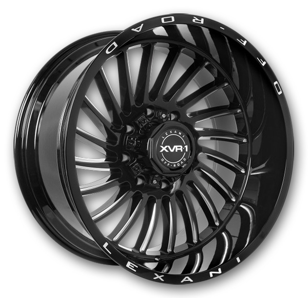 Lexani Offroad XVR-1 Wheels Uno 22x12 Gloss Black/CNC Grooves  -44mm 74.1mm