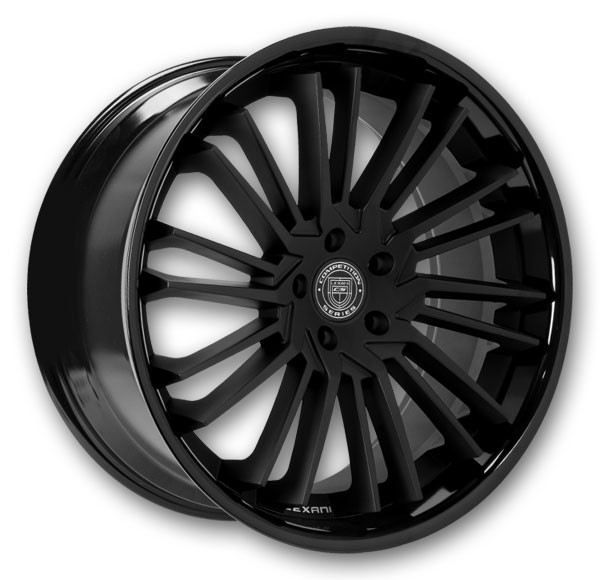 Lexani Wheels Virage 22x10.5 Satin Black with Gloss Black Lip 5x115 +25mm 74.1mm