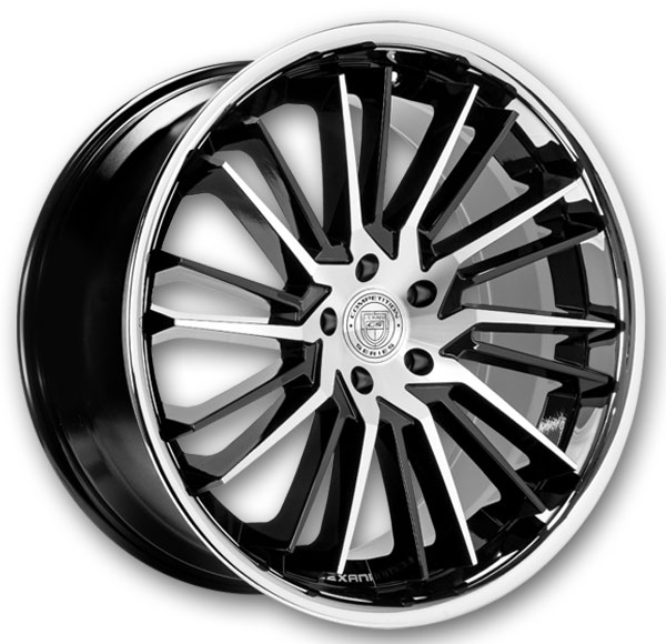 Lexani Wheels Virage 20x8.5 Black with Machined Face 5x114.3 +15mm 74.1mm