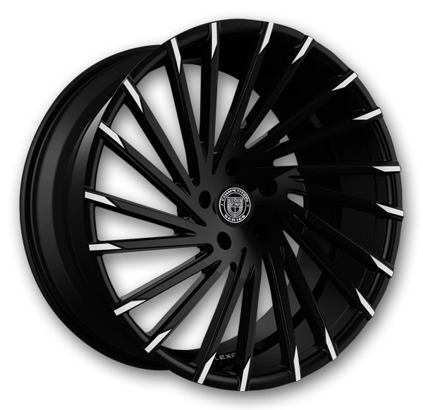 Lexani Wheels Wraith 20x8.5 Black and Machine Tip 5x114.3 +25mm 74.1mm