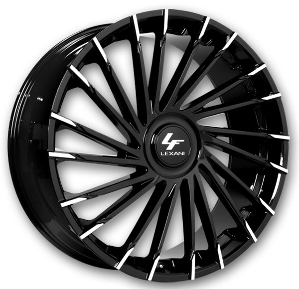 Lexani Wheels Wraith-XL 22x9 Black and Machine Tip  +28mm 74.1mm