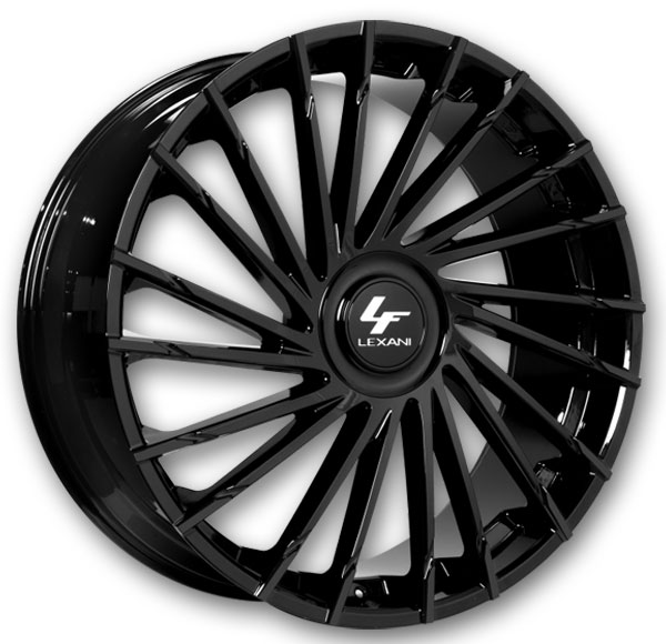 Lexani Wheels Wraith-XL 28x10 Full Gloss Black 5x114.3 +25mm 74.1mm