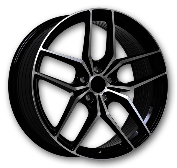 Liquid Metal Wheels Rotary 17x7.5 Gloss Black w/ Machined Face 5x112 +40mm 73.1mm