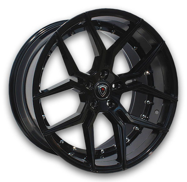 Marquee Wheels M1000 22x10.5 Gloss Black 5x120 +38mm 74.1mm