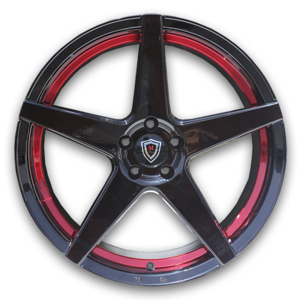 Marquee Wheels M1001 22x10.5 Black with Red Inner Line 5x114.3 +38mm 73.1mm