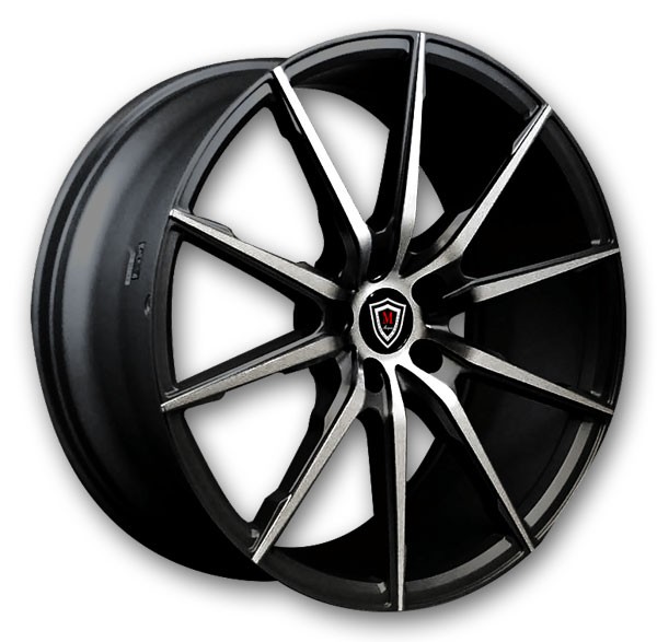 Marquee Wheels M1035 20x10.5 Black with Polished Face 5x112 +40mm 66.6mm