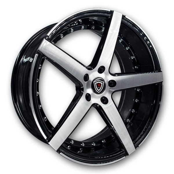 Marquee Wheels M3226 20x10.5 Gloss Black with Brushed Face 5x112 +38mm 66.6mm