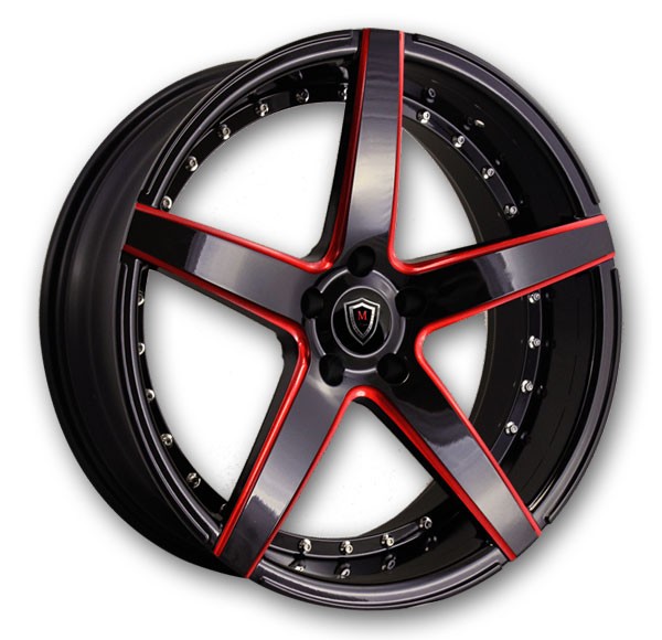 Marquee Wheels M3226 20x9 Gloss Black with Red Edge 5x112 +25mm 66.56mm
