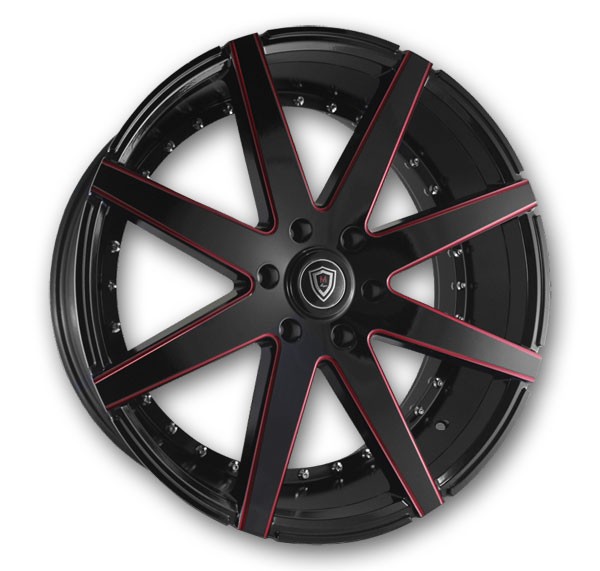 Marquee Wheels M3226 24x10 Gloss Black with Red Milling 6x135 +25mm 87.1mm