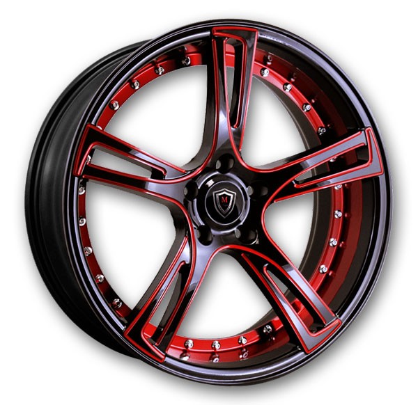 Marquee Wheels M3247 22x9 Red Face with Inner Lip Red 5x115 +15mm 73.1mm