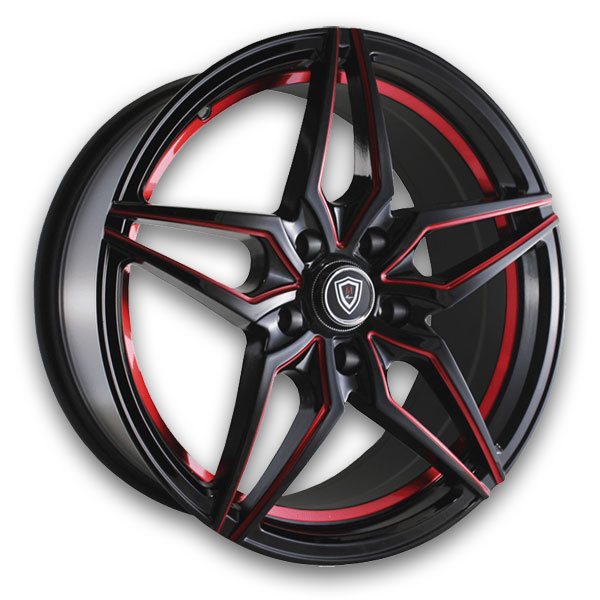 Marquee Wheels M3259 18x8 Black with Red Milling 5x120 +33mm 72.56mm