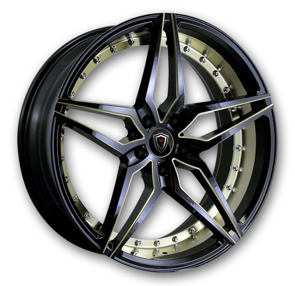 Marquee Wheels M3259 20x9 Gloss Black with Titanium Milled Inner Lip 5x120 +35mm 74.1mm