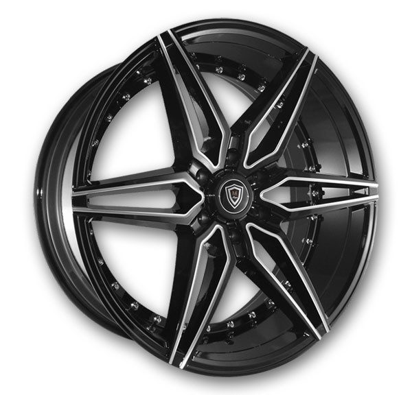 Marquee Wheels M3259 22x9.5 Gloss Black Milled 6x135 +25mm 87.1mm
