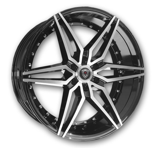 Marquee Wheels M3259 22x9.5 Gloss Black Machined 6x135 +25mm 87.1mm