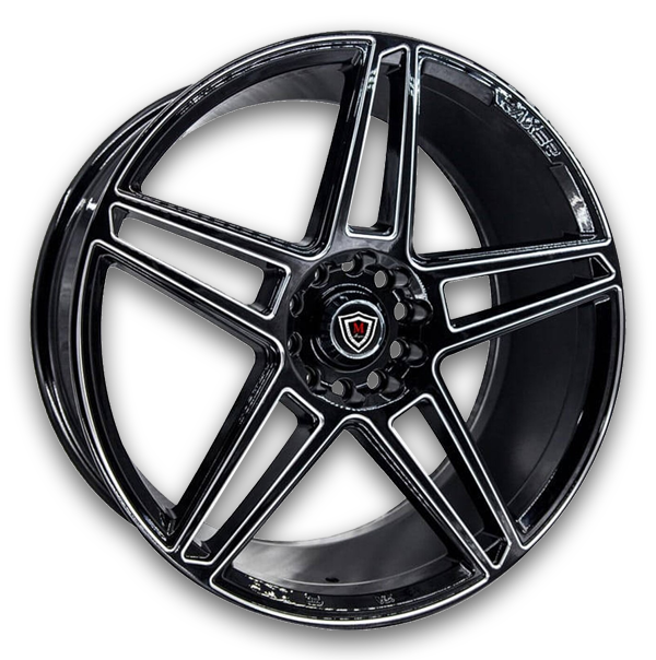 Marquee Wheels M3767 19x8.5 Black with Milled Face 5x120 +35mm 74.1mm