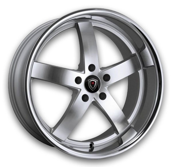 Marquee Wheels M5330 20x9 Silver Machined/Stainless Lip 5x115 +15mm 73.1mm