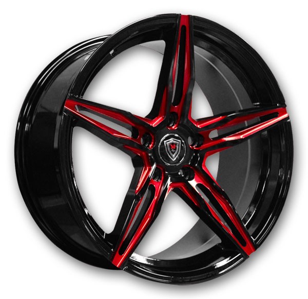 Marquee Wheels M8888 18x8.5 Black and Red Milled 5x112 +35mm 66.56mm
