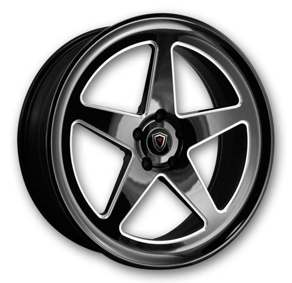 Marquee Wheels M9535 20x10.5 Gloss Black with Milling Edge 5x114.3 +35mm 73.1mm